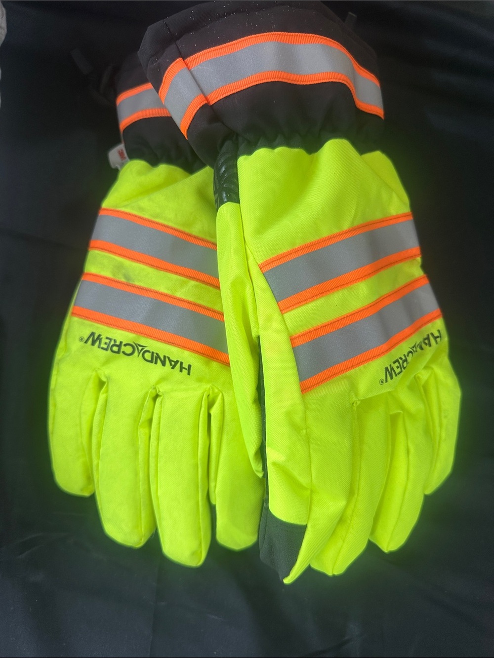 HandyCrew Hi-Vis Safety Work Gloves in Neon Yellow with Reflective Stripes